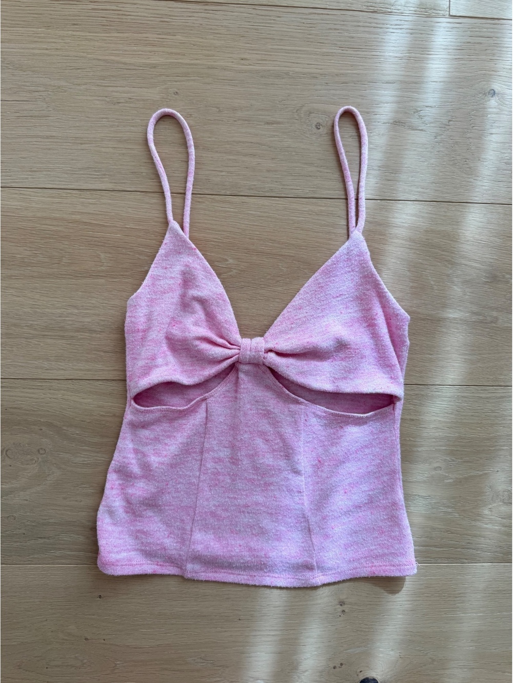 Reformation Cozette Top XS Pink Cutout Bow Front Tank